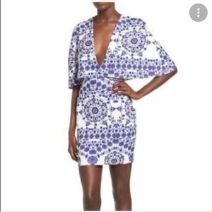 Elegant Blue and White Patterned Dress